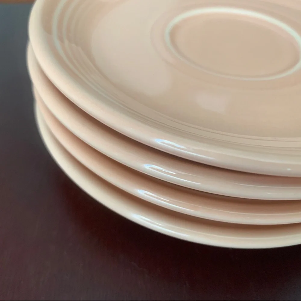 Four Apricot Vintage Fiesta Saucers, Mix Match Cups, Peach